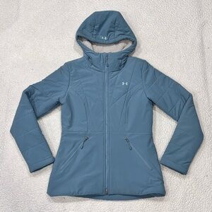Under Armour Storm ColdGear Women’s Hooded Fleece Lined Jacket Coat Size XS Blue